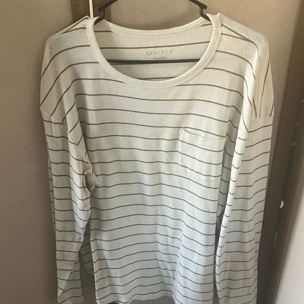 Ava & Viv Striped Long Sleeve Shirt 0x